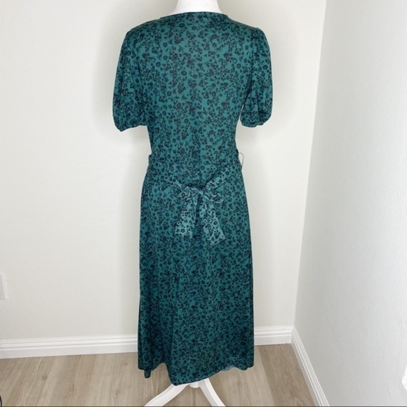 Zara green floral puffy sleeves midi dress - Picture 9 of 10